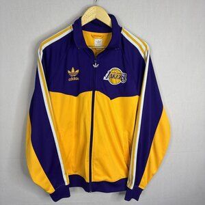 Adidas Lakers Track Jacket Small Purple Gold Full Zip Vintage Style